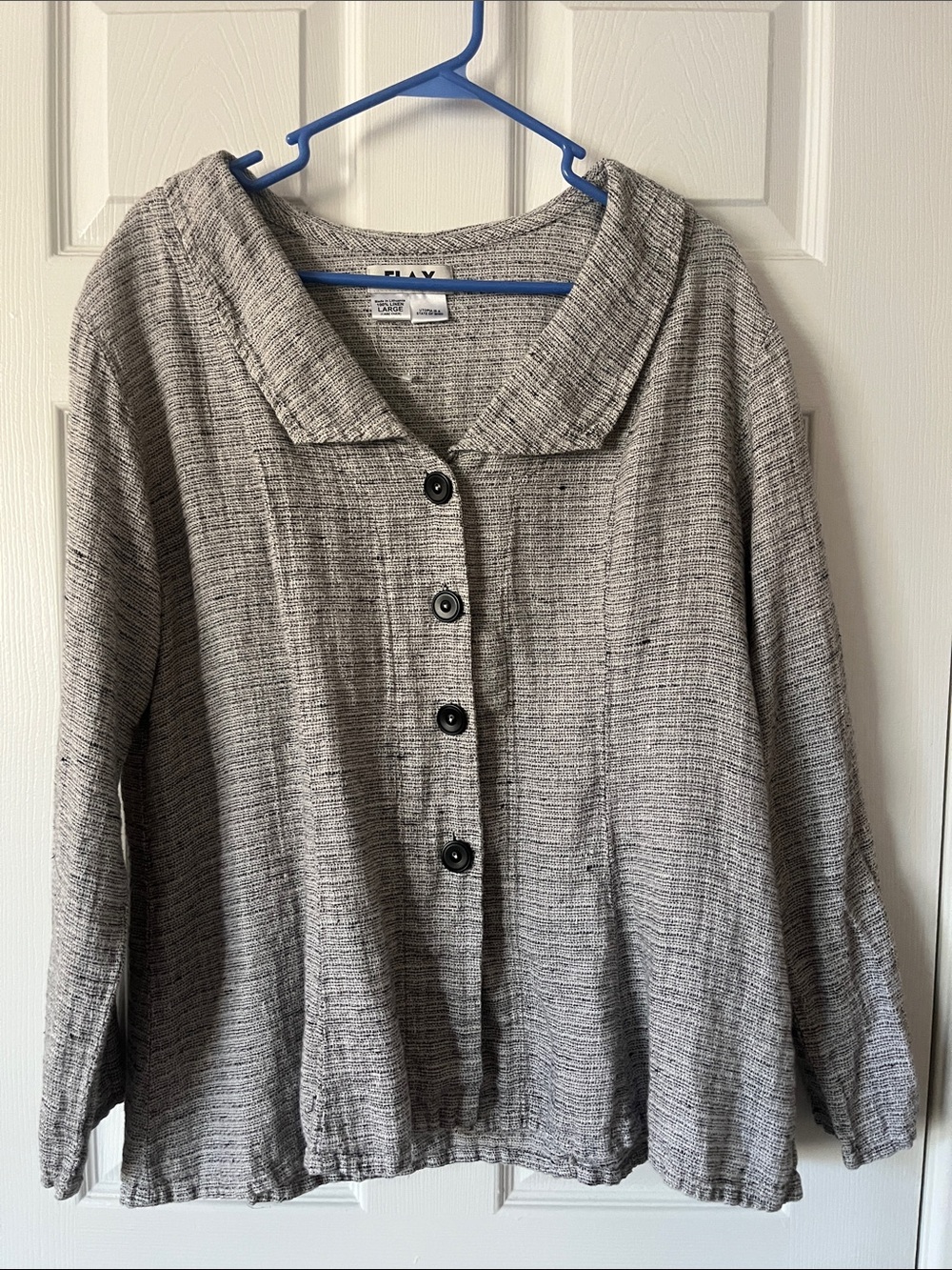 FLAX Charcoal Heather Button-Front Women's Top